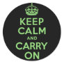 Authenic Keep Calm And Carry On Green. Best Price Round Stickers