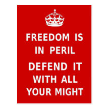 Authentic Freedom Is In Peril Original Red Postcard