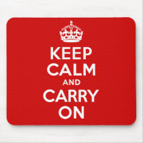Authentic Keep Calm And Carry On Original Red Mousepad