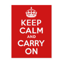 Authentic Keep Calm And Carry On Original Red Postcards