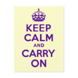 Authentic Keep Calm And Carry On Purple best price Post Card