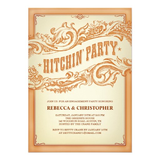 Authentic Old Western Engagement Party Invitation