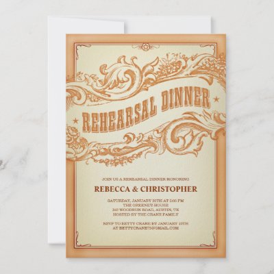 Old western style rehearsal dinner invitations 