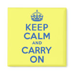 Authentic Vintage Keep Calm And Carry On. Blue Fridge Magnet