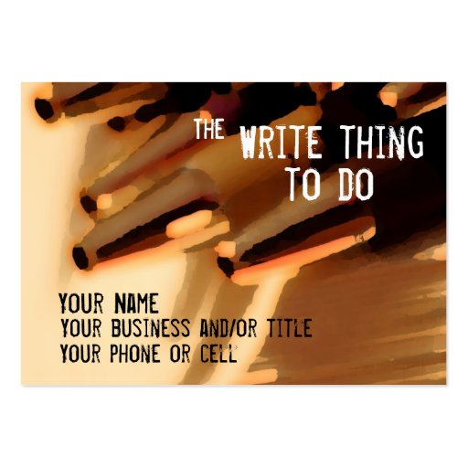 Author ... the write thing to do business card template (front side)