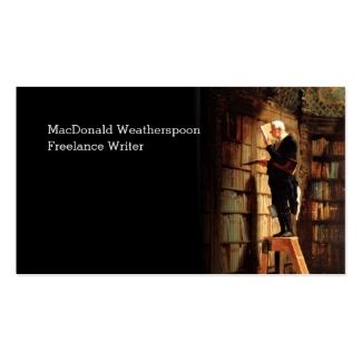 Author Writer Business Cards Man in Library Custom