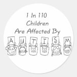 Autism: 1 in 110 round sticker