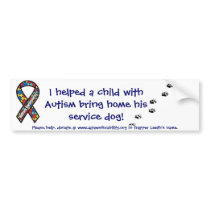 Autism Assistance Service Dog bumper sticker bumper stickers by jleeth Autism Assistance Service Dog bumper sticker bumper stickers