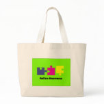 Autism Awareness 3 Puzzle Pieces Canvas Bags