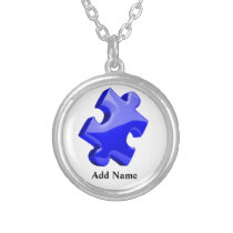 Autism Awareness Blue Puzzle Necklace Customize