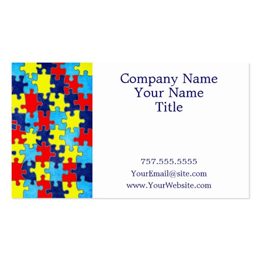 Autism Awareness Business Cards (back side)
