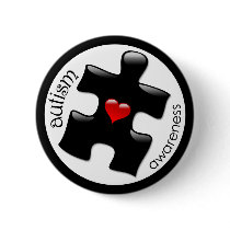 Autism Awareness Button - Black