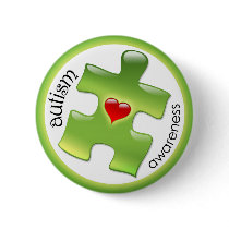 Autism Awareness Button - Green by ejyoungquist Autism Awareness Button - Green