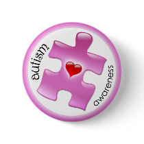 Autism Awareness Button - Pink