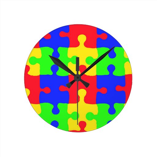 Autism Awareness Round Wallclocks