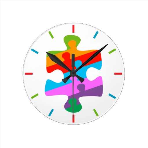 Autism Awareness Round Wall Clocks