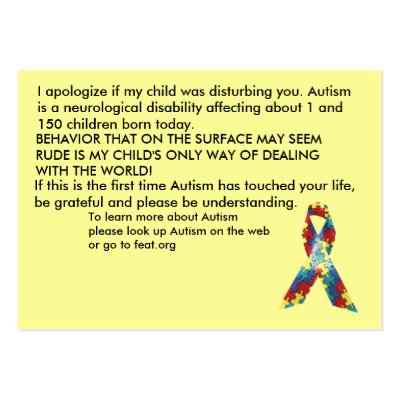 Autism Awareness Explanation Cards - Customized Business Card by koolasvegan