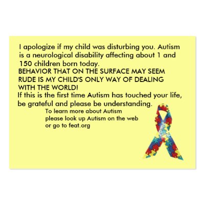 Autism Awareness Explanation Cards - Customized Business Card by koolasvegan
