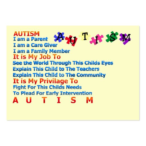 Autism Awareness Explanation Cards - Customized Business Card (back side)