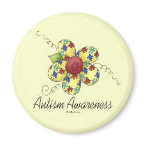 Autism Awareness Flower Fridge Magnet