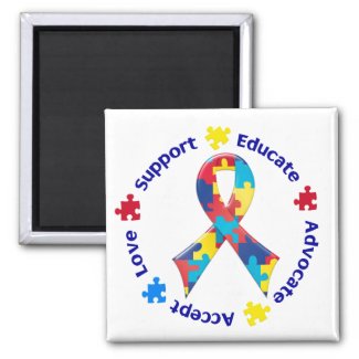 Autism Awareness Square Fridge Magnets