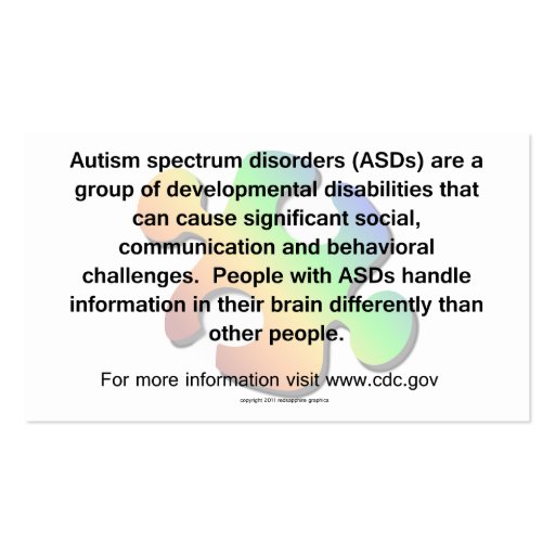 Autism Awareness Handout Business Card Templates (back side)