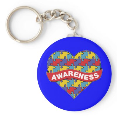 Autism Awareness Heart Banner Keychain by giftsforawareness