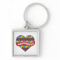Autism Awareness Heart Banner Key Chain