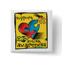 Autism Awareness Heart Puzzle Pieces Pinback Buttons