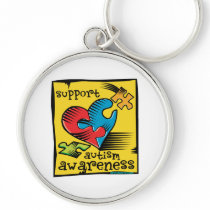 Autism Awareness Heart Puzzle Pieces Keychains