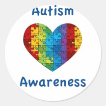 Autism Awareness Heart Stickers