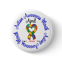 Autism Awareness Month Heart Ribbon buttons