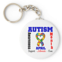 Autism Awareness Month Heart Ribbon Keychain