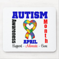 Autism Awareness Month Heart Ribbon Mouse Pad