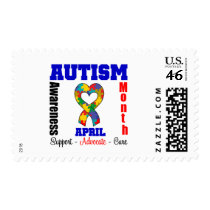 Autism Awareness Month Heart Ribbon Stamps