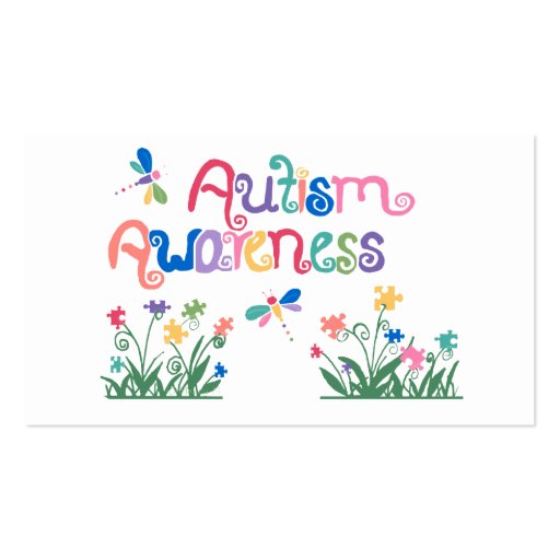 Autism Awareness on White  Business cards (back side)