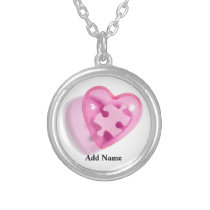 Autism Awareness Pink Heart Necklace Customize