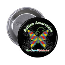 Autism Awareness Puzzle Butterfly Pinback Buttons
