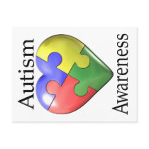Autism Awareness Puzzle Heart postcards