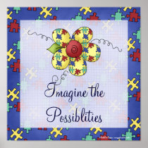 Autism Awareness Puzzle Piece Flower Print