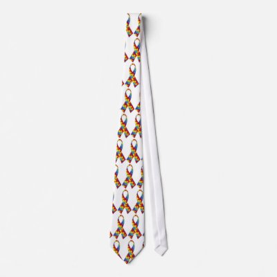 Autism Awareness Puzzle Piece Ribbon Neck Tie by TheSleepyBride