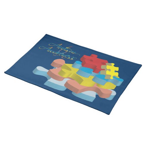 Autism Awareness Puzzle Pieces Dk. Blue Placemat