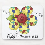 Autism Awareness Puzzle Pieces Flower Design Mouse Pad