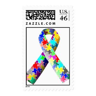Autism Awareness Puzzle Ribbon Postage Stamps
