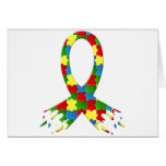 AUTISM AWARENESS PUZZLE RIBBON CARD