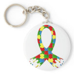 AUTISM AWARENESS PUZZLE RIBBON KEYCHAINS