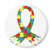 AUTISM AWARENESS PUZZLE RIBBON magnets by awarenessgifts AUTISM AWARENESS PUZZLE RIBBON magnets