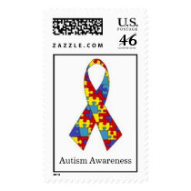 Autism Awareness Puzzle Ribbon postage