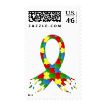 AUTISM AWARENESS PUZZLE RIBBON POSTAGE STAMP