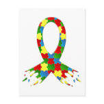AUTISM AWARENESS PUZZLE RIBBON POSTCARD